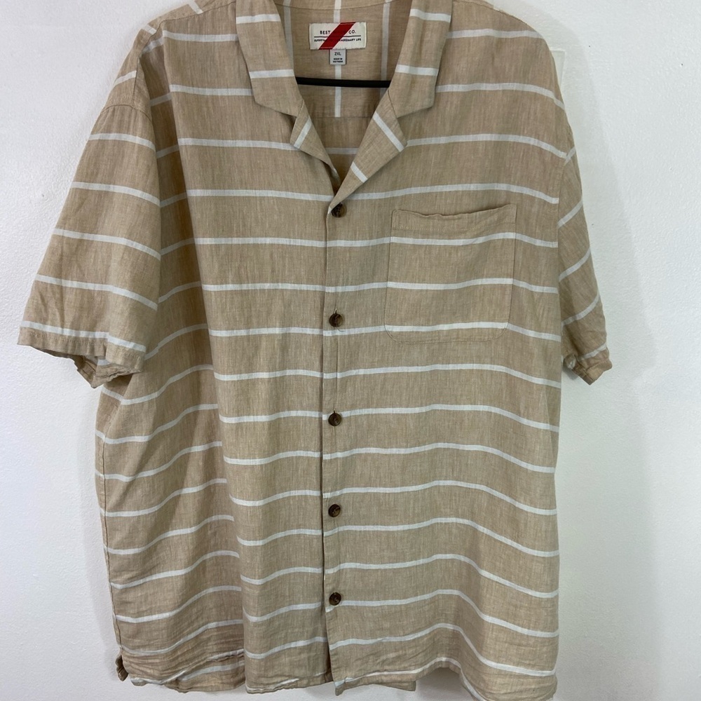 Best Made Co Camp Shirt Men’s XXL Linen Cotton Blend Beige Stripe Huckberry